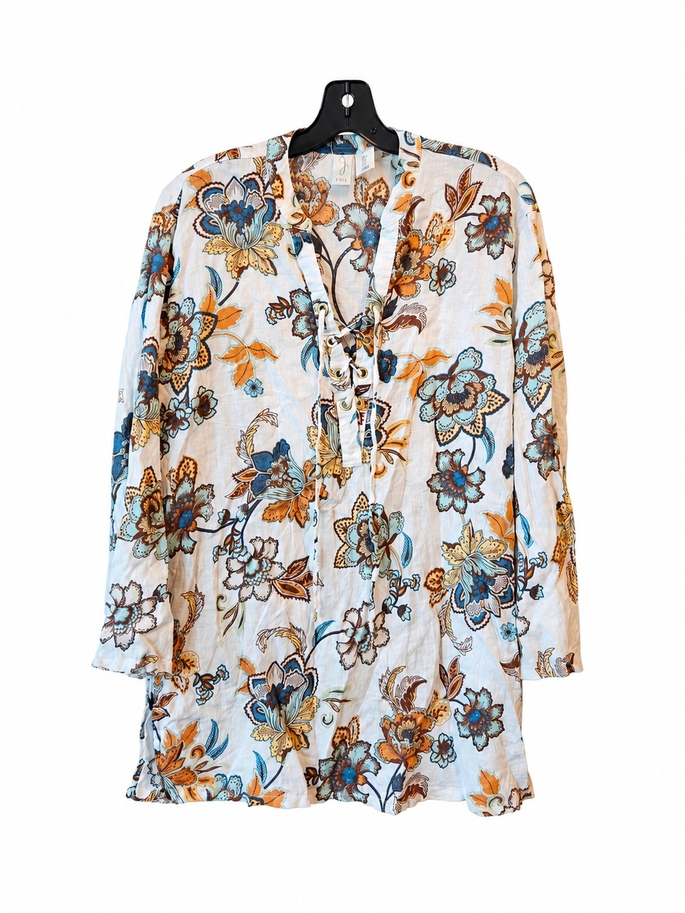 Joie Floral Lace-Up Linen Blend Tunic Top – Size Large - Picture 2 of 7